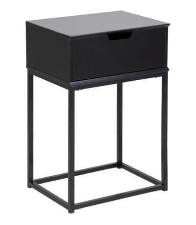 Mitra 1 Drawer Bedside Table in Black