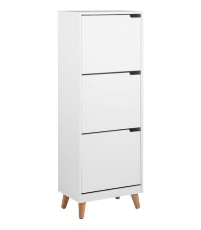Mitra Shoe Cabinet 3 Flip Down Doors in White