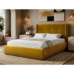 Monte Velvet Winged Button Headboard Ottoman Bed