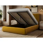 Monte Velvet Winged Button Headboard Ottoman Bed
