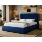 Monte Velvet Winged Button Headboard Ottoman Bed