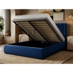 Monte Velvet Winged Button Headboard Ottoman Bed