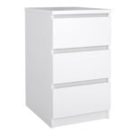 Naia Package - Bedside 3 Drawers + Chest of 5 Drawers + Wardrobe with 2 Doors + 1 Drawer in White High Gloss