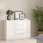 Naia Sideboard - 4 Drawers 2 Doors in White High Gloss