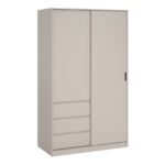 Naia Wardrobe with 1 Sliding Door 1 Std Door & 3 Drawers in Cashmere