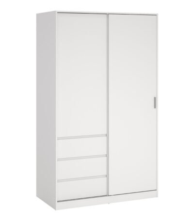 Naia Wardrobe with 1 Sliding Door and 1 Door + 3 Drawers in White