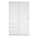Naia Wardrobe with 1 Sliding Door and 1 Door + 3 Drawers in White