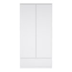 Naia Wardrobe with 2 Doors 1 Drawer in White High Gloss