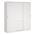 Naia Wardrobe with 2 Sliding Doors + 1 Door + 3 Drawers in White