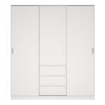 Naia Wardrobe with 2 Sliding Doors + 1 Door + 3 Drawers in White