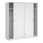 Naia Wardrobe with 2 Sliding Doors + 1 Door + 3 Drawers in White