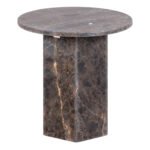 Naxos Round Side Table In Marron Marble