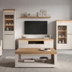 Naxxar Coffee Table in Cashmere and Stone Oak