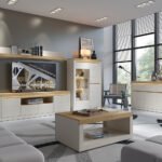 Naxxar Coffee Table in Cashmere and Stone Oak