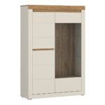Naxxar Display Cabinet with 2 Doors (LH) in Cashmere and Stone Oak