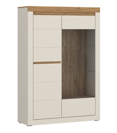 Naxxar Display Cabinet with 2 Doors (LH) in Cashmere and Stone Oak