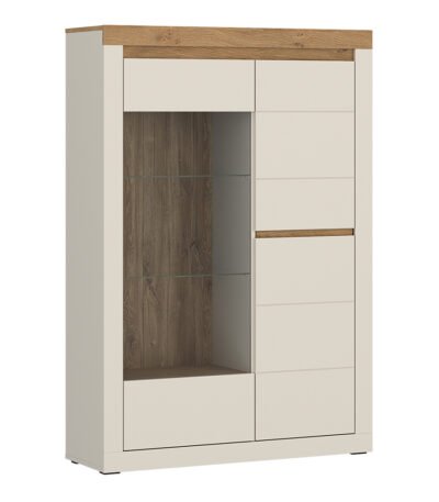 Naxxar Display Cabinet with 2 Doors (RH) in Cashmere and Stone Oak