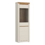 Naxxar Tall Display Cabinet with 1 Door in Cashmere and Stone Oak