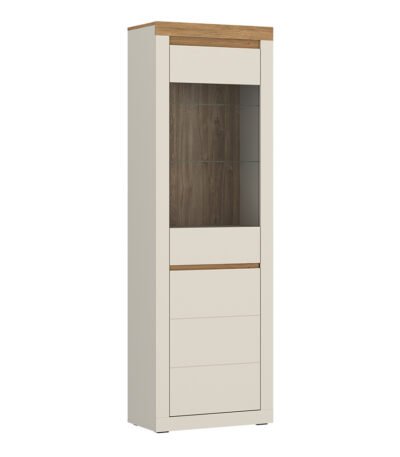 Naxxar Tall Display Cabinet with 1 Door in Cashmere and Stone Oak