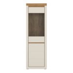 Naxxar Tall Display Cabinet with 1 Door in Cashmere and Stone Oak