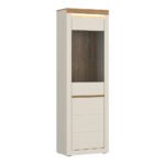 Naxxar Tall Display Cabinet with 1 Door in Cashmere and Stone Oak