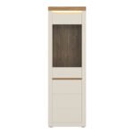 Naxxar Tall Display Cabinet with 1 Door in Cashmere and Stone Oak