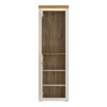 Naxxar Tall Display Cabinet with 1 Door in Cashmere and Stone Oak