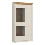 Naxxar Tall Display Cabinet with 2 Doors (LH) in Cashmere and Stone Oak