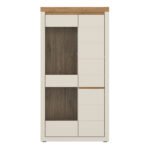 Naxxar Tall Display Cabinet with 2 Doors (LH) in Cashmere and Stone Oak
