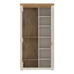 Naxxar Tall Display Cabinet with 2 Doors (LH) in Cashmere and Stone Oak