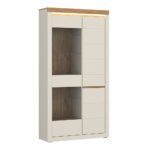 Naxxar Tall Display Cabinet with 2 Doors (LH) in Cashmere and Stone Oak