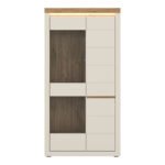 Naxxar Tall Display Cabinet with 2 Doors (LH) in Cashmere and Stone Oak