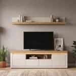 Naxxar Wall Shelf 194 cm in Cashmere and Stone Oak