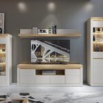 Naxxar Wall Shelf 194 cm in Cashmere and Stone Oak