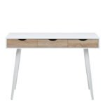 Neptun 3 Drawer Desk in White with 3 Oak Drawers