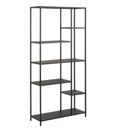 Newcastle Asymmetrical Bookcase with 6 Shelves in Matt Black