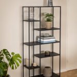 Newcastle Asymmetrical Bookcase with 6 Shelves in Matt Black