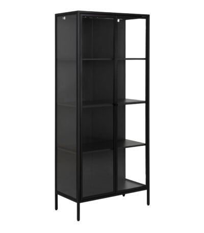 Newcastle Tall 2 Door Display Cabinet in Matt Black