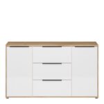 Orkney 3 Drawer Sideboard with 2 Doors in Mauvella Oak and White Gloss