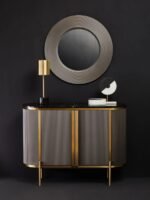 Oronsay Grey Ribbed Round Wall Mirror