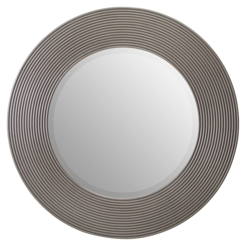 Oronsay Grey Ribbed Round Wall Mirror