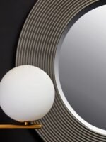 Oronsay Grey Ribbed Round Wall Mirror