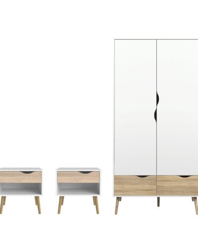 Oslo 3 Piece Bedroom Set White & Oak