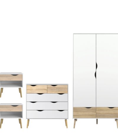 Oslo 4 Piece Bedroom Set White & Oak