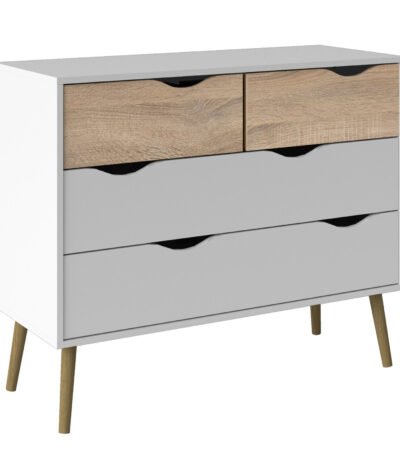 Oslo Chest of 4 Drawers in White and Oak