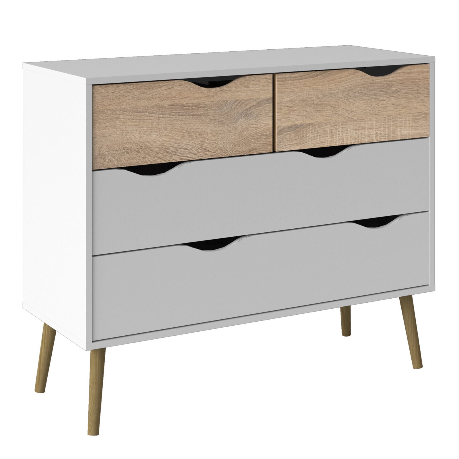 Oslo Chest of 4 Drawers in White and Oak Oslo Chest of 4 Drawers in White and Oak