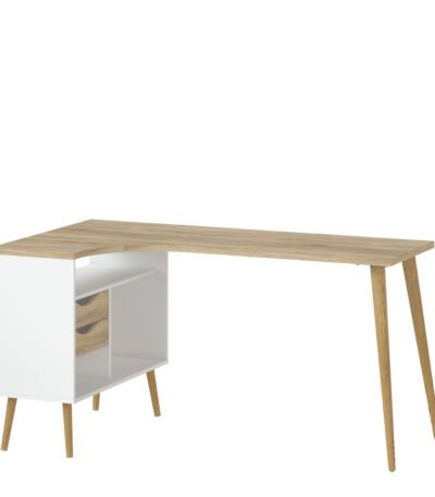 Oslo Desk 2 Drawer in White and Oak