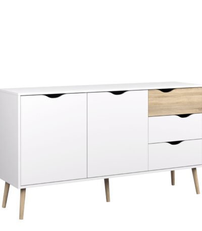 Oslo Sideboard Large 3 Drawers 2 Doors in White and Oak