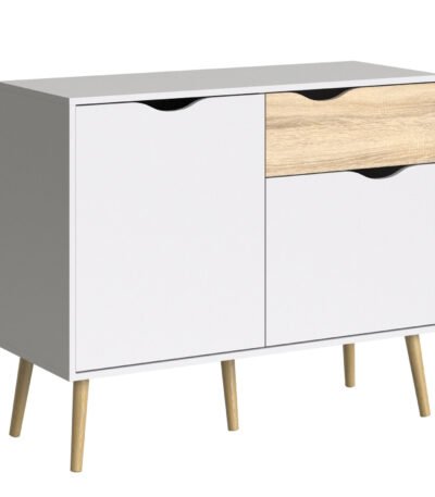 Oslo Sideboard Small 1 Drawer 2 Doors in White and Oak