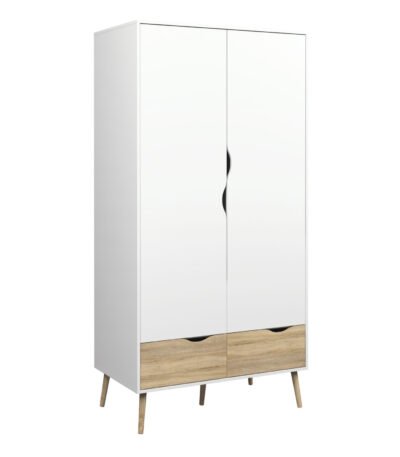 Oslo Wardrobe 2 Doors 2 Drawers in White and Oak